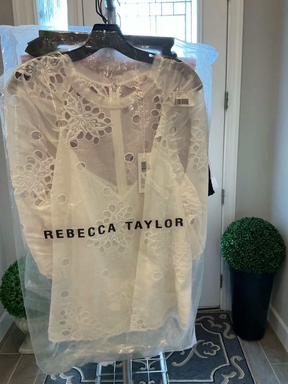 Rebecca Taylor White Eyelet Cutwork Blouse